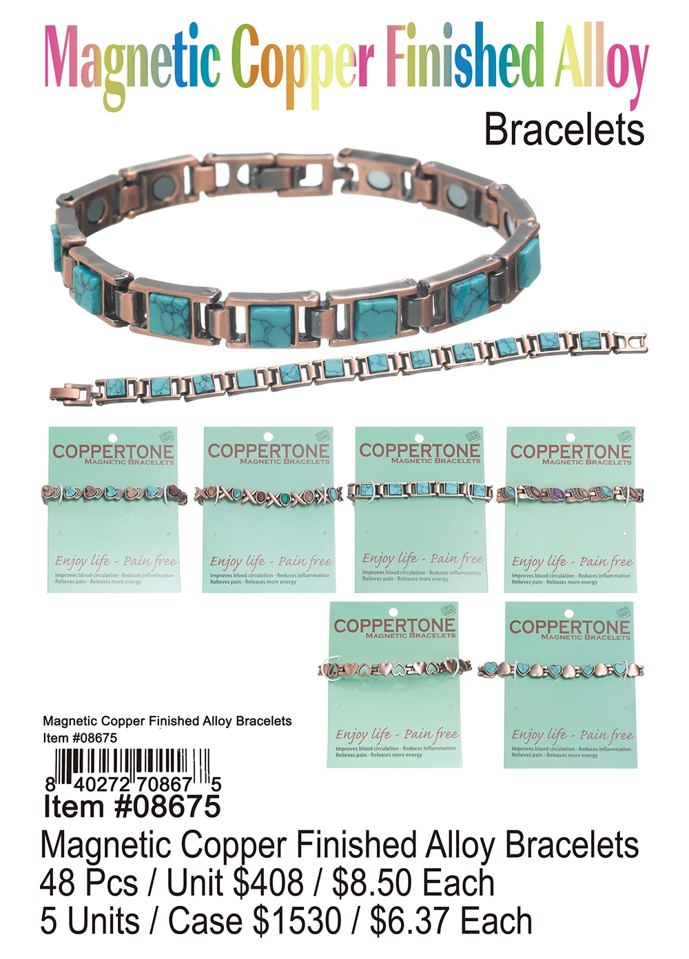 Magnetic Copper Finished Alloy Bracelets